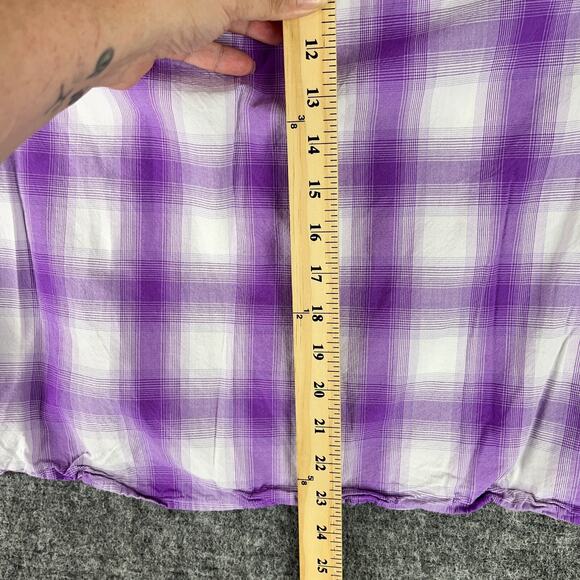 Loft Shirt Womens S Purple Plaid V-Neck Puff Sleeve Peasant Cottagecore Flowy - Picture 7 of 8